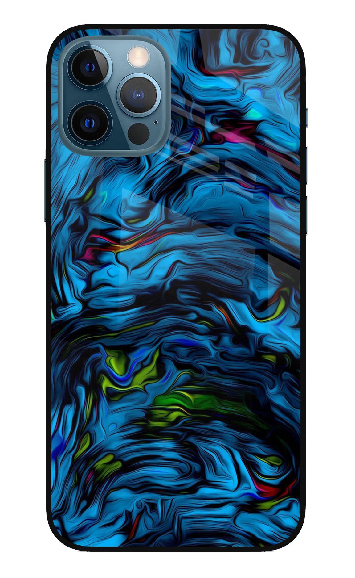 Dark Blue Abstract iPhone 12 Pro Glass Case Back Cover by Casekaro
