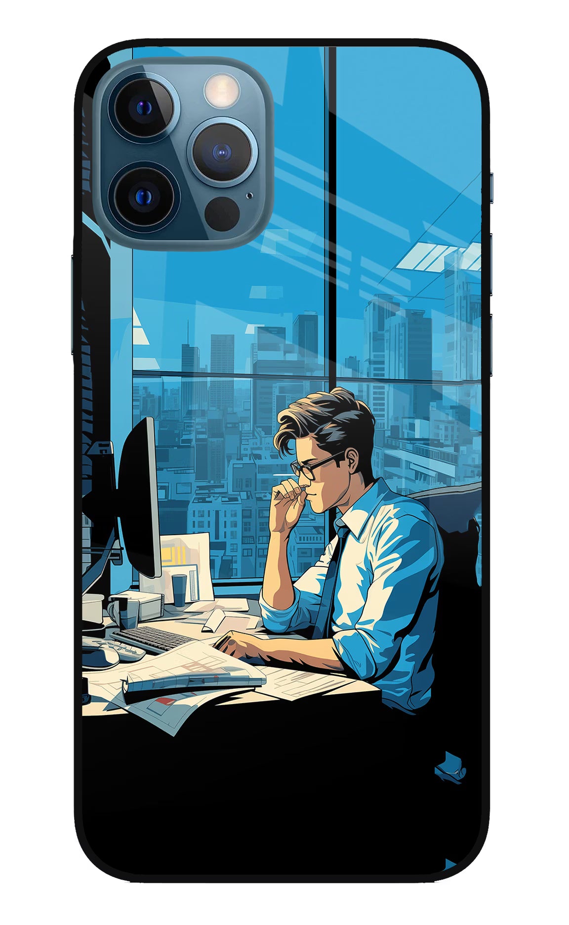 Focused Hustler (AI Generated) iPhone 12 Pro Glass Case Back Cover by Casekaro