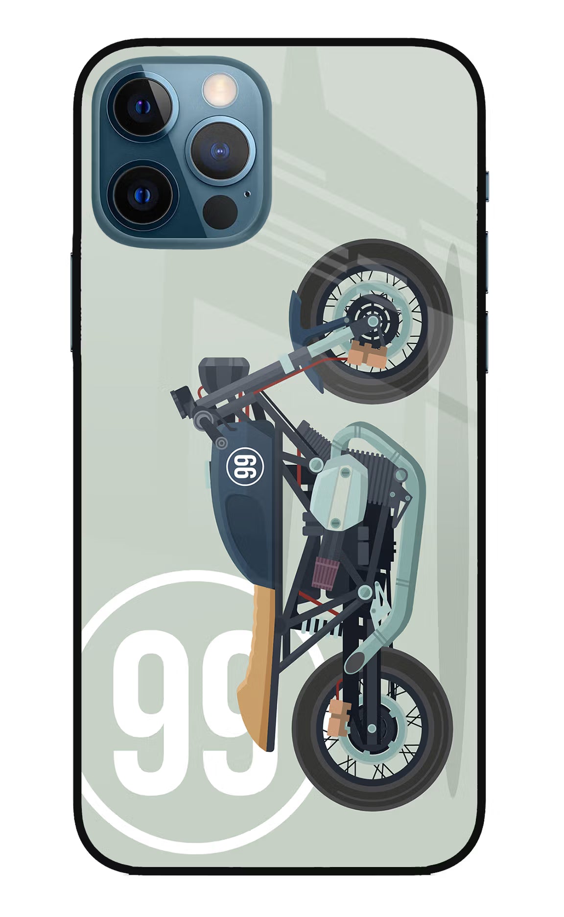 Classic Cafe Racer 99 iPhone 12 Pro Glass Case Back Cover by Casekaro