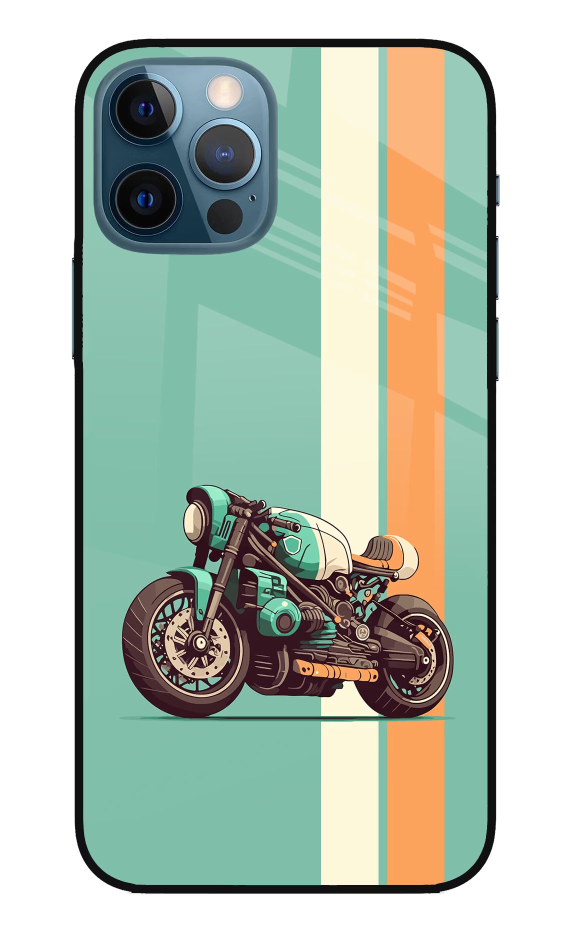 Striped Moto Drift iPhone 12 Pro Glass Case Back Cover by Casekaro