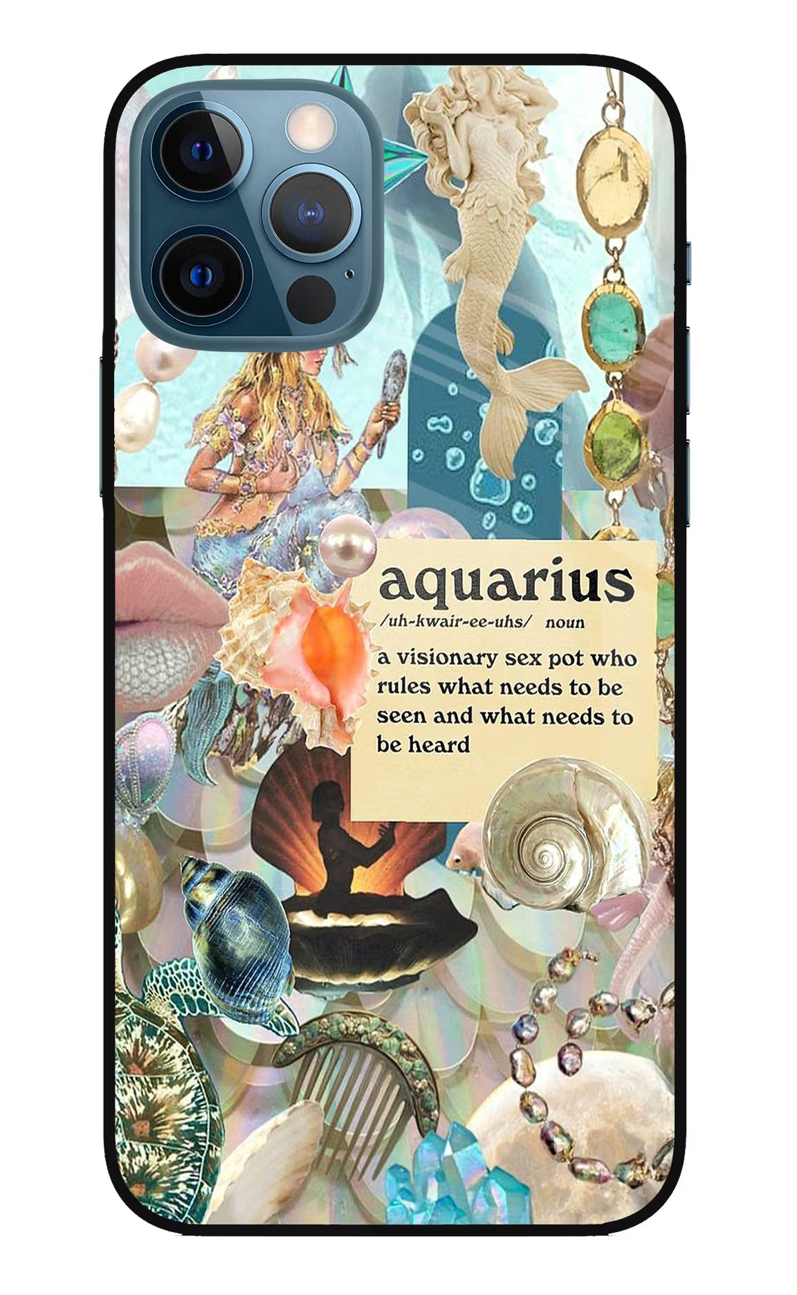 Aquarius Zodiac iPhone 12 Pro Glass Case Back Cover by Casekaro