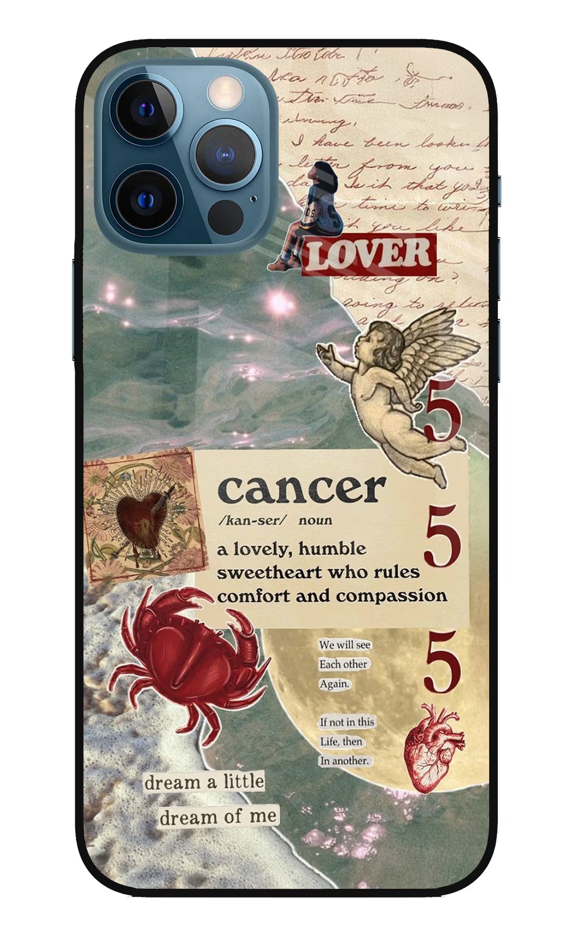 Cancer Zodiac iPhone 12 Pro Glass Case Back Cover by Casekaro