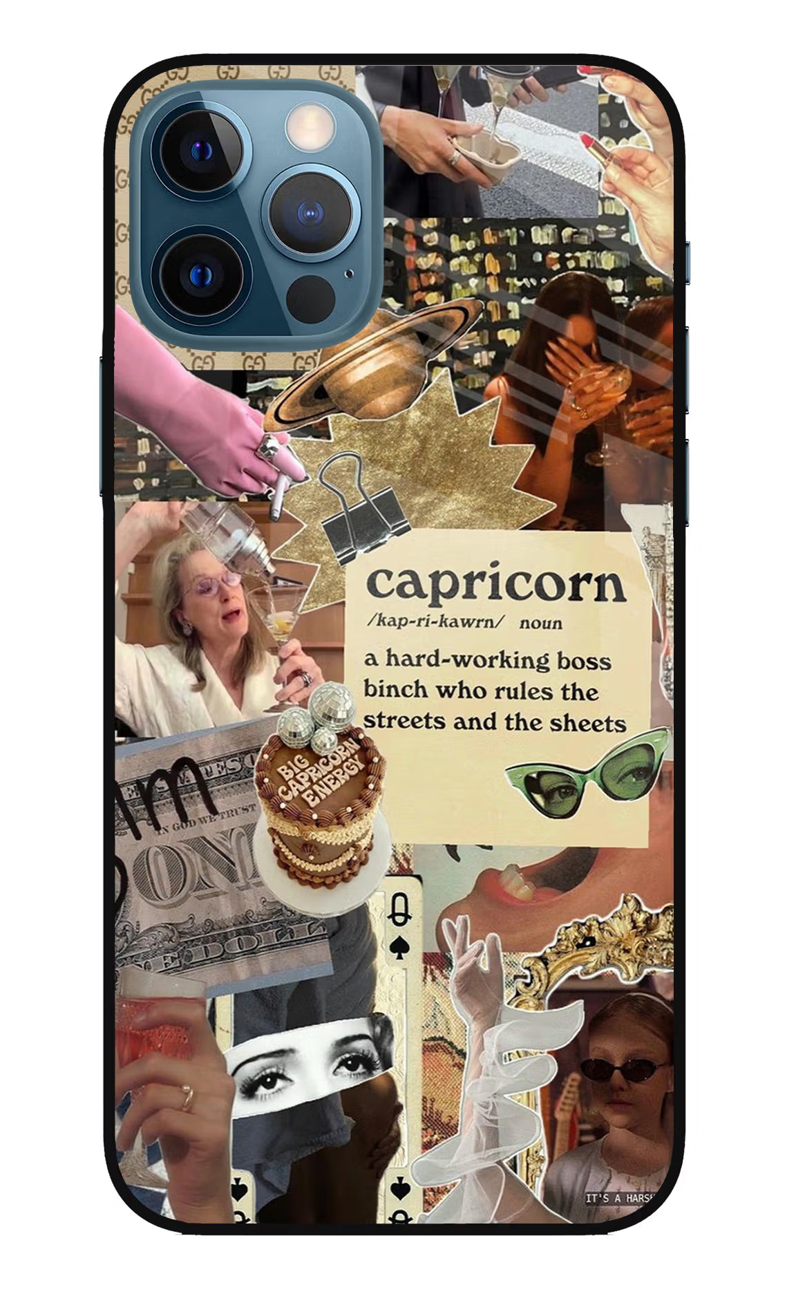 Capricorn Zodiac iPhone 12 Pro Glass Case Back Cover by Casekaro