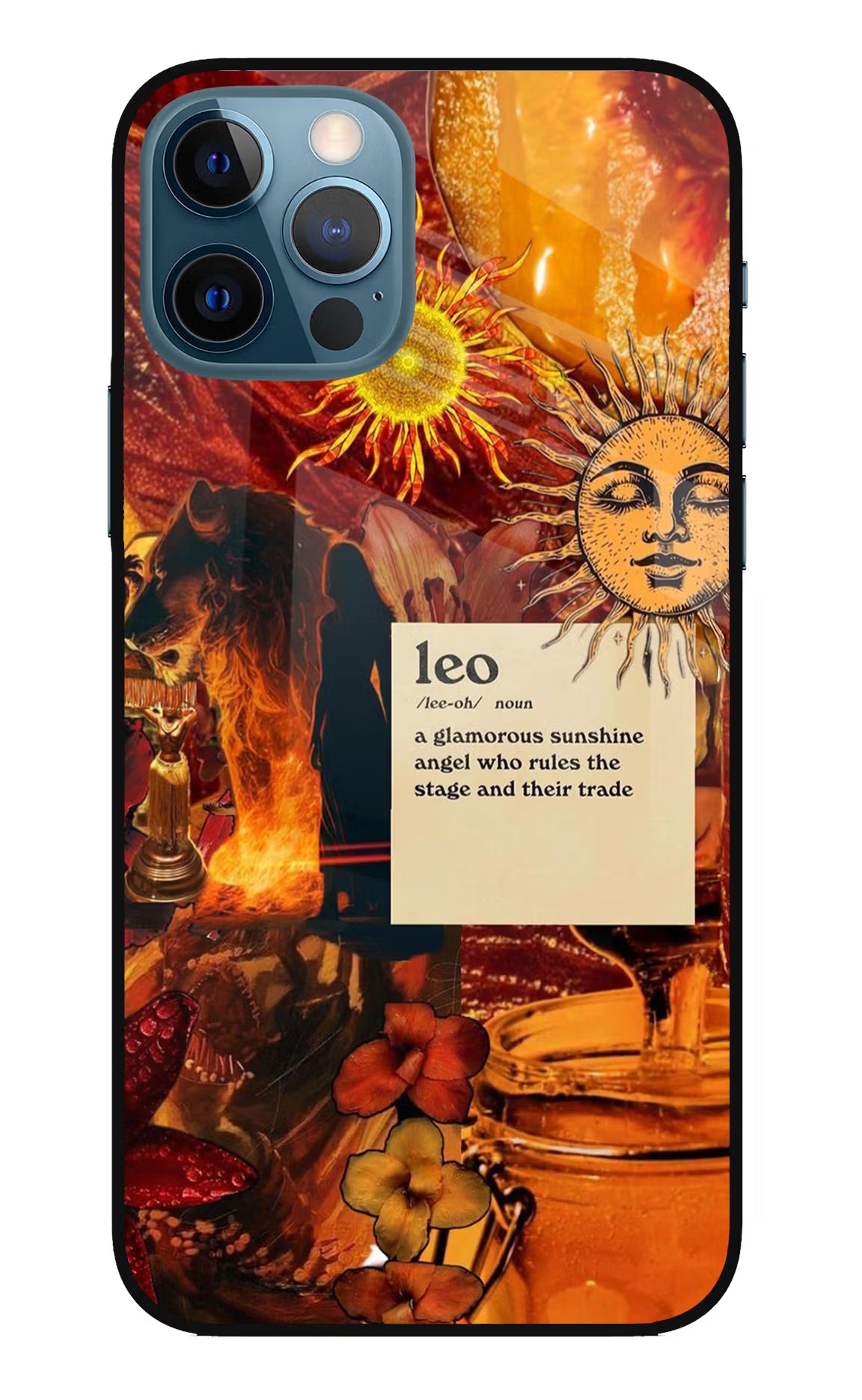 Leo Zodiac iPhone 12 Pro Glass Case Back Cover by Casekaro
