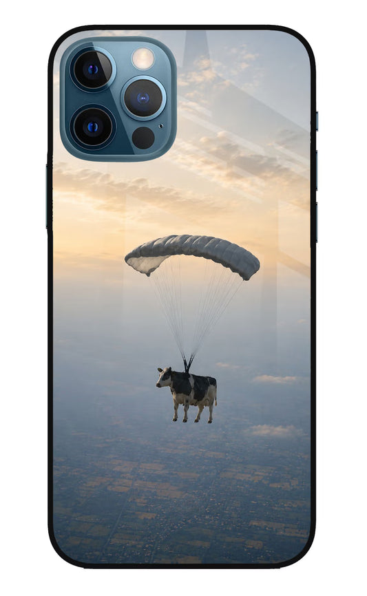 Skydiving Cow iPhone 12 Pro Glass Case