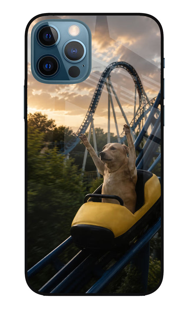 Rollercoaster Dog iPhone 12 Pro Glass Case