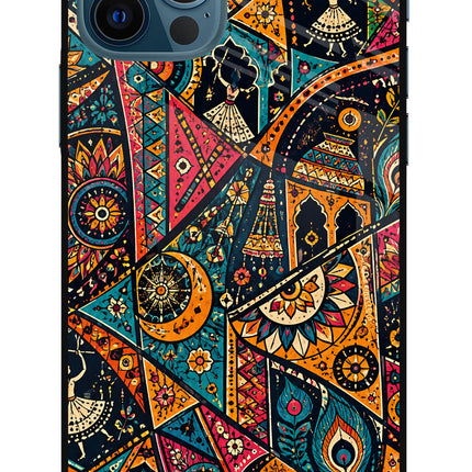 Folk Print iPhone 12 Pro Glass Case