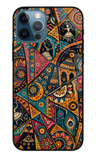 Folk Print iPhone 12 Pro Glass Case