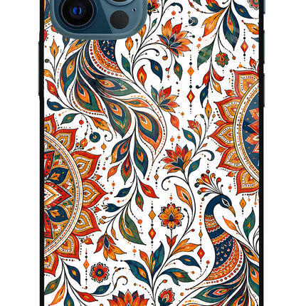 White Mayura iPhone 12 Pro Glass Case