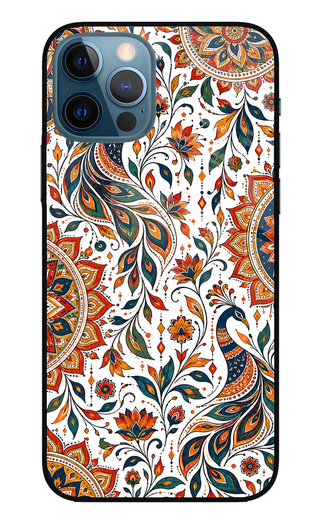 White Mayura iPhone 12 Pro Glass Case