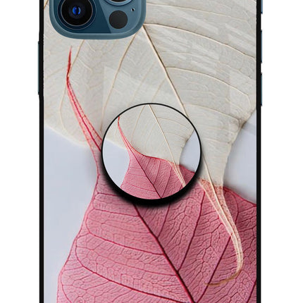 White Pink Leaf iPhone 12 Pro Glass Case