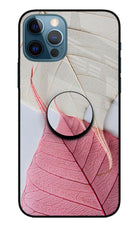 White Pink Leaf iPhone 12 Pro Glass Case