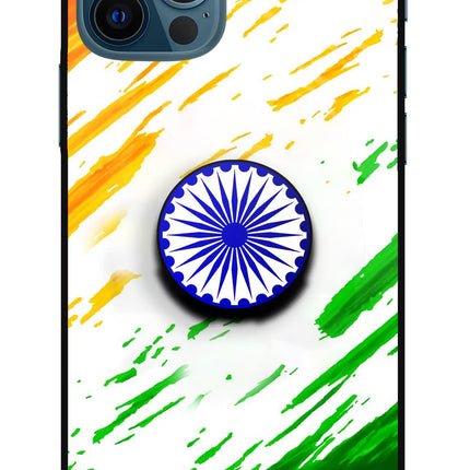 Indian Flag Ashoka Chakra iPhone 12 Pro Glass Case