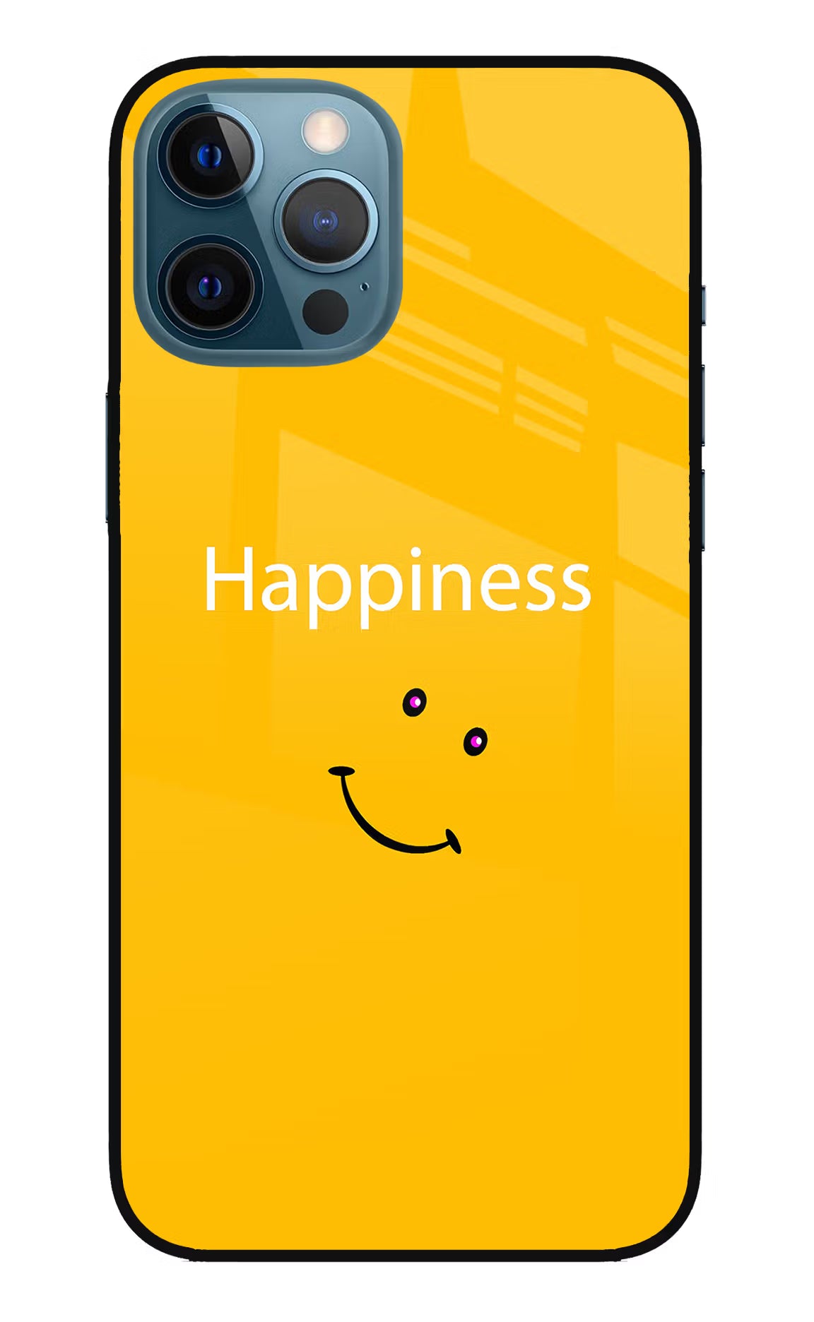 Happiness With Smiley iPhone 12 Pro Max Glass Case Back Cover by Casekaro