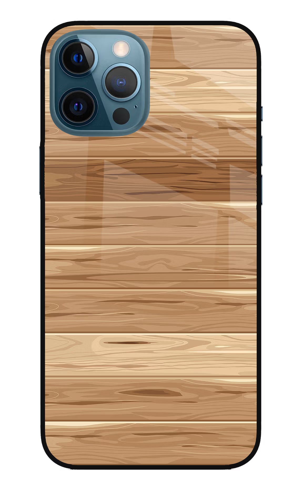 Wooden Vector iPhone 12 Pro Max Glass Case Back Cover by Casekaro