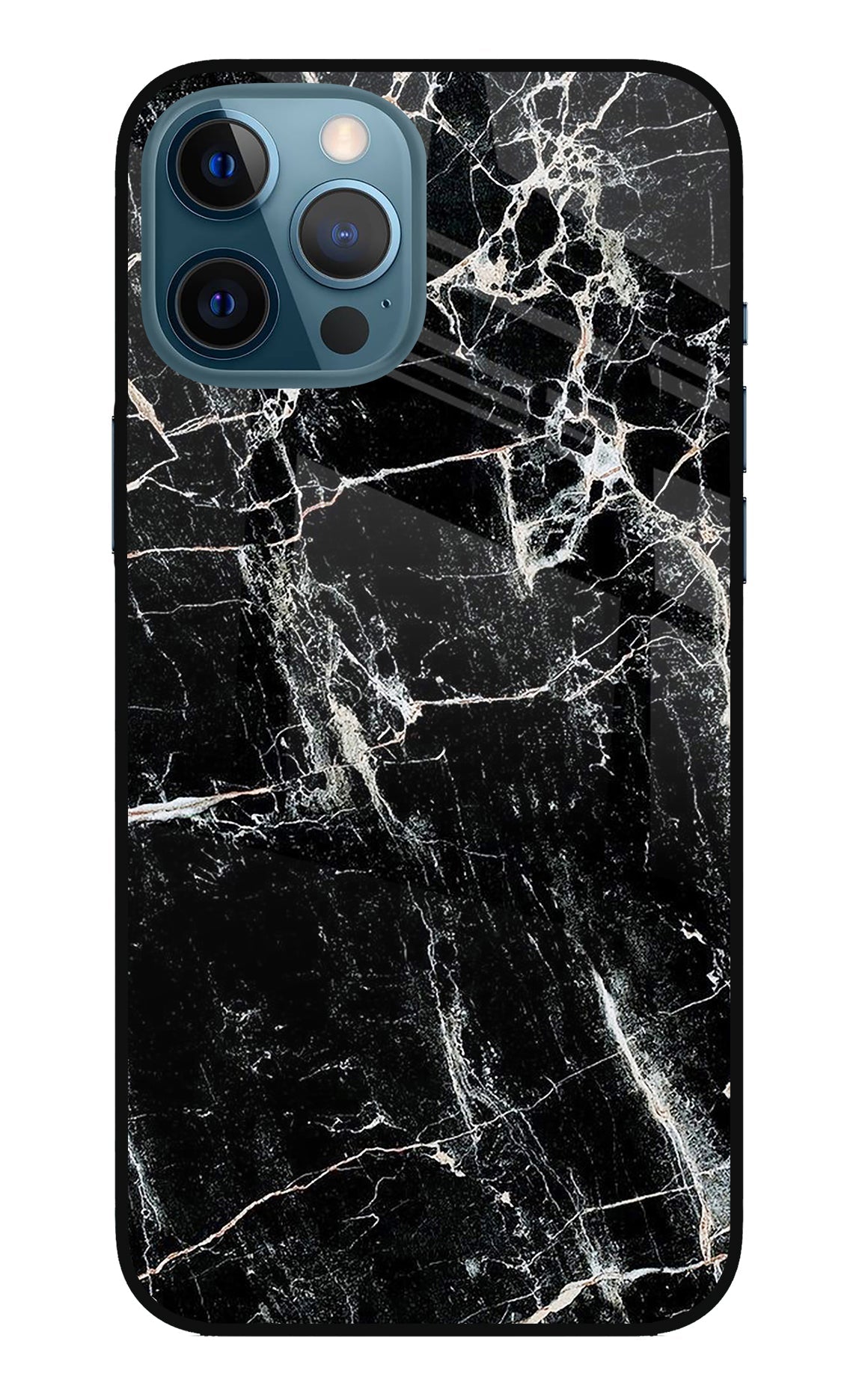 Black Marble Texture iPhone 12 Pro Max Glass Case