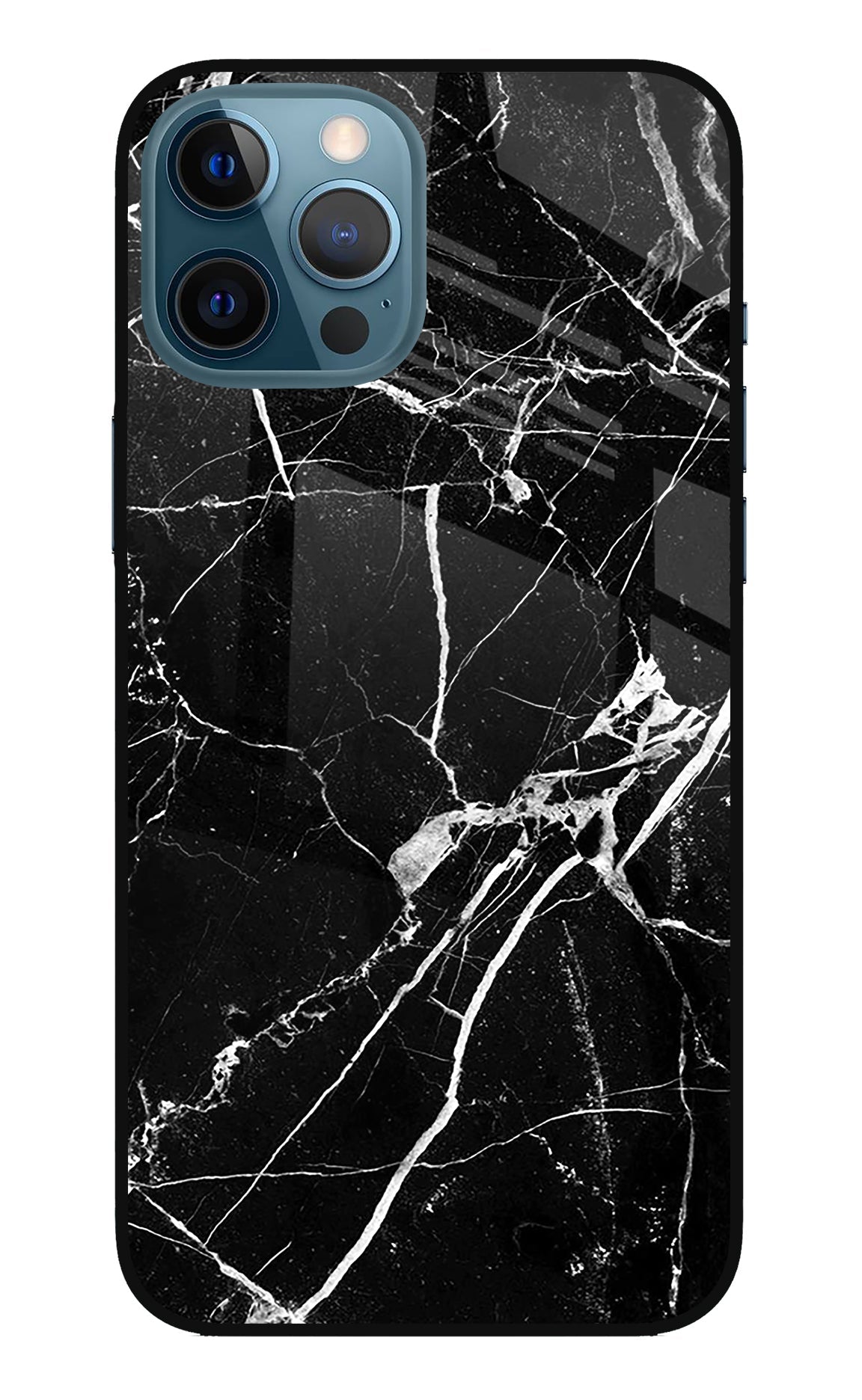 Black Marble Pattern iPhone 12 Pro Max Glass Case