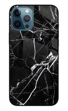 Black Marble Pattern iPhone 12 Pro Max Glass Case Back Cover by Casekaro