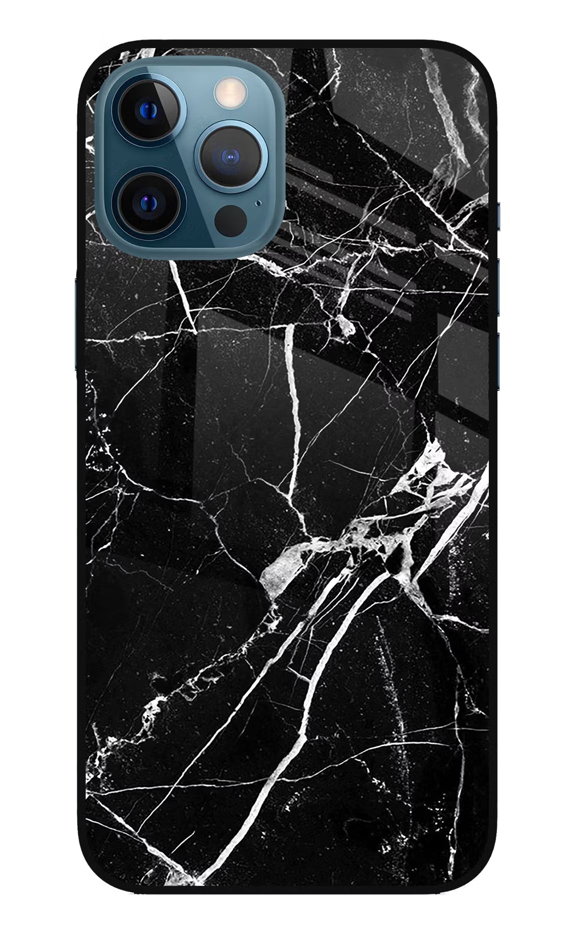 Black Marble Pattern iPhone 12 Pro Max Glass Case Back Cover by Casekaro