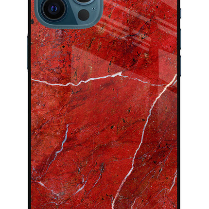 Red Marble Design iPhone 12 Pro Max Glass Case