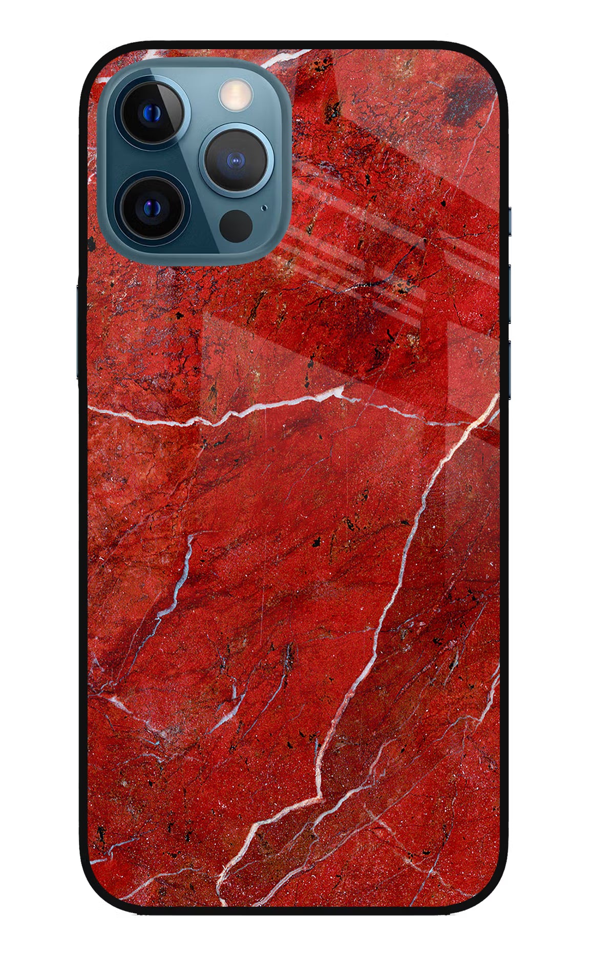 Red Marble Design iPhone 12 Pro Max Glass Case Back Cover by Casekaro
