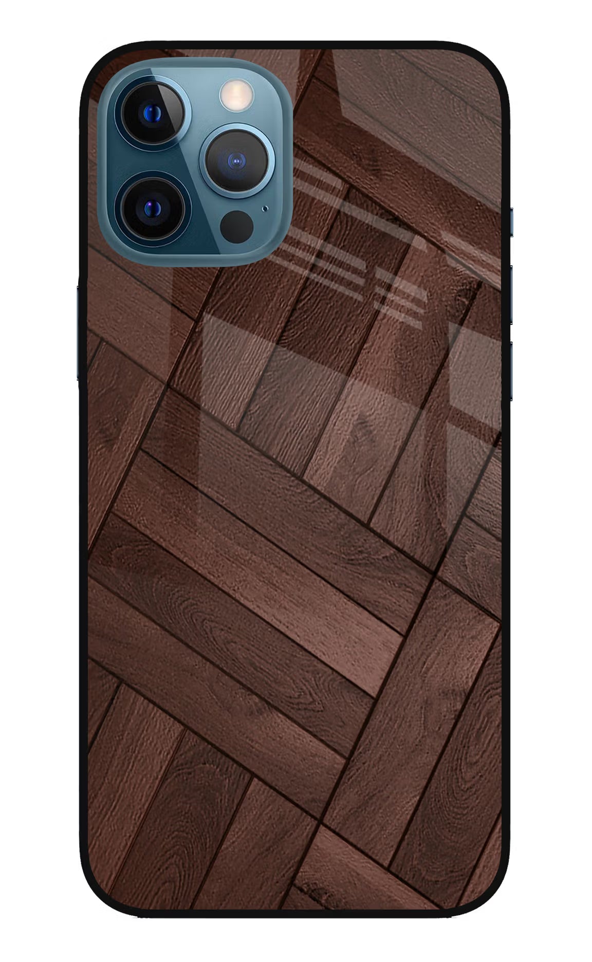 Wooden Texture Design iPhone 12 Pro Max Glass Case Back Cover by Casekaro