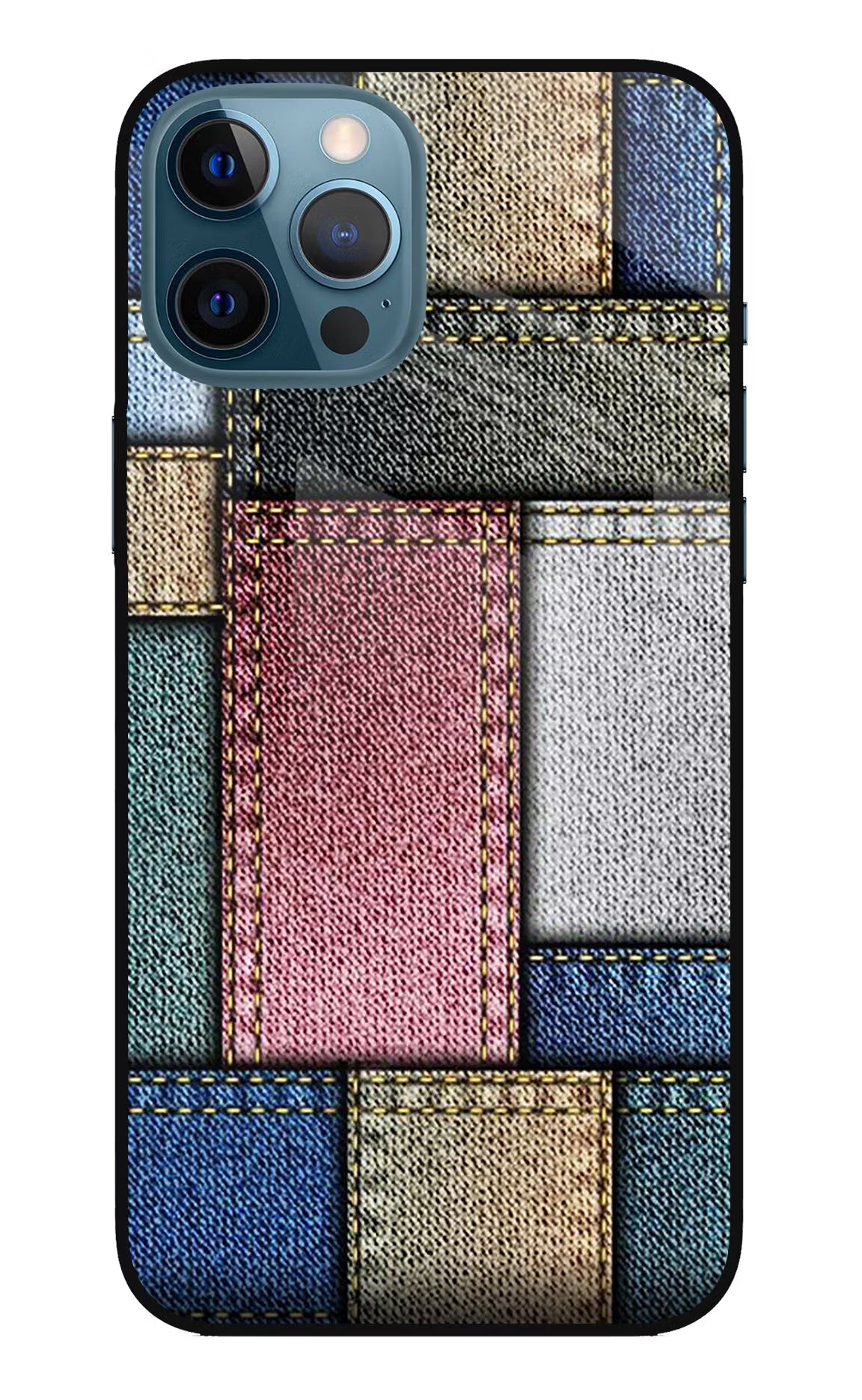 Multicolor Jeans iPhone 12 Pro Max Glass Case Back Cover by Casekaro
