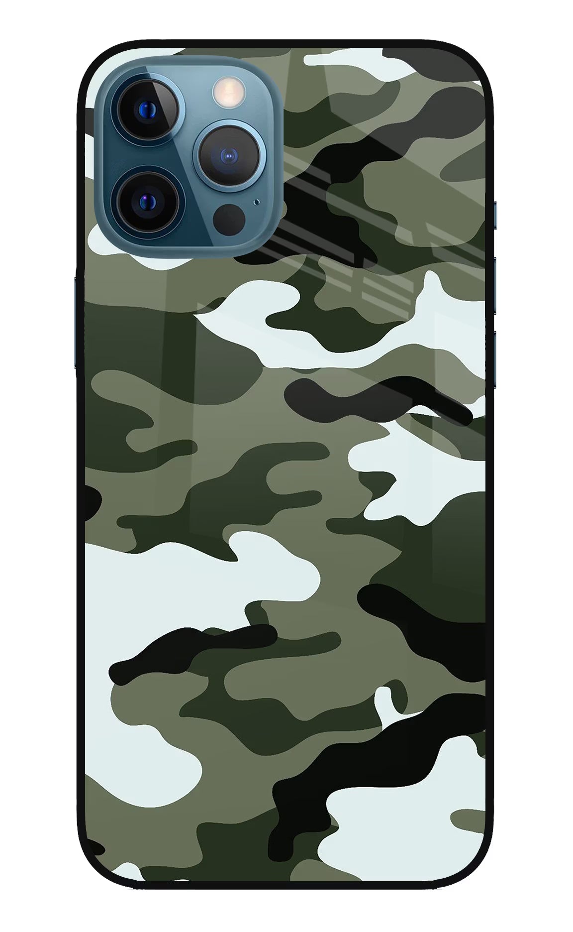 Camouflage iPhone 12 Pro Max Glass Case Back Cover by Casekaro
