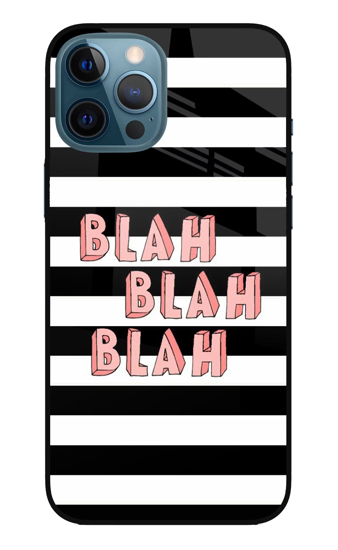 Blah Blah Blah iPhone 12 Pro Max Glass Case Back Cover by Casekaro
