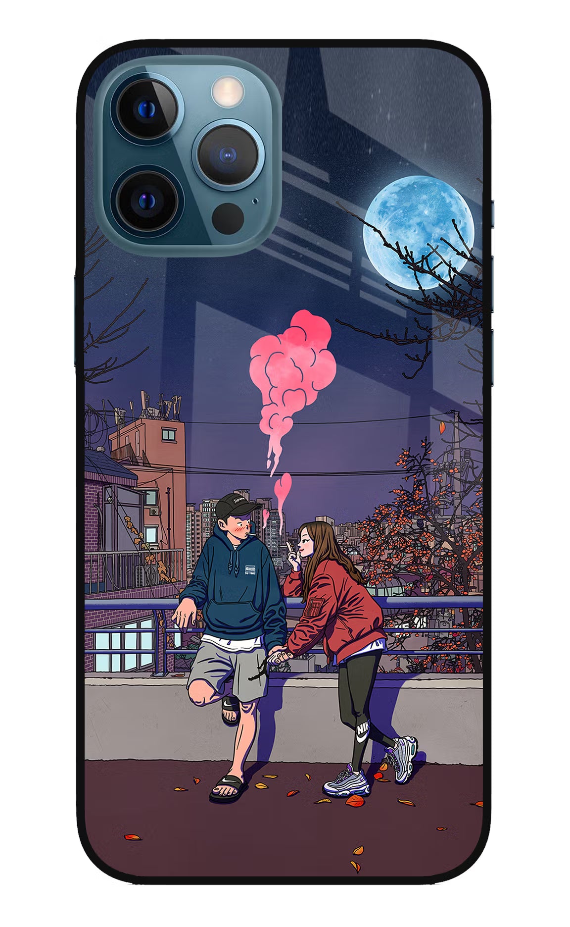 Chilling Couple iPhone 12 Pro Max Glass Case Back Cover by Casekaro