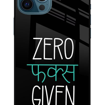 Zero Fucks Given iPhone 12 Pro Max Glass Case Back Cover by Casekaro