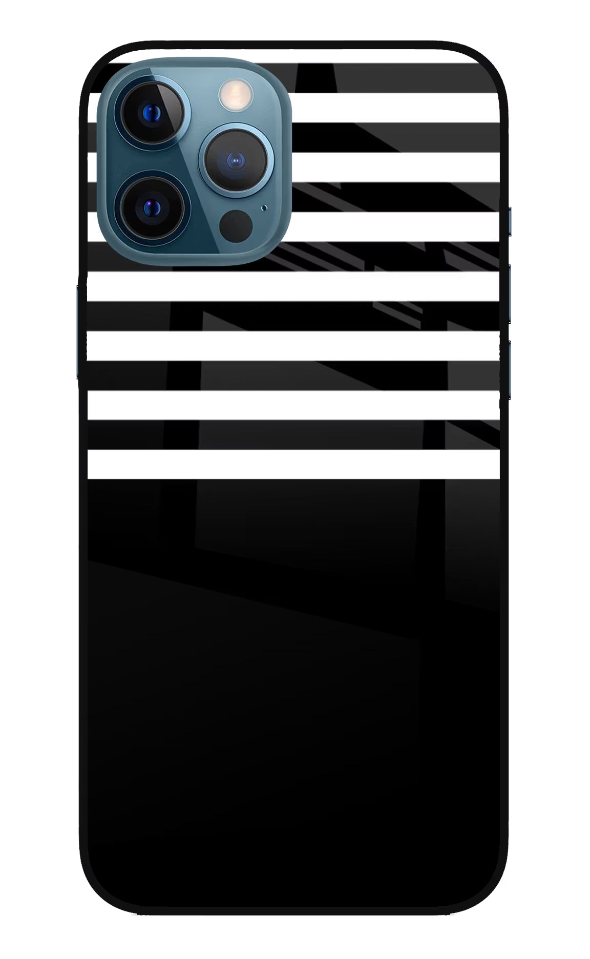 Black and White Print iPhone 12 Pro Max Glass Case Back Cover by Casekaro