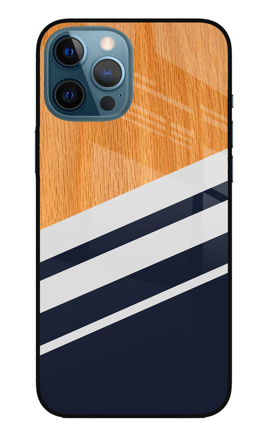 Blue and white wooden iPhone 12 Pro Max Glass Case