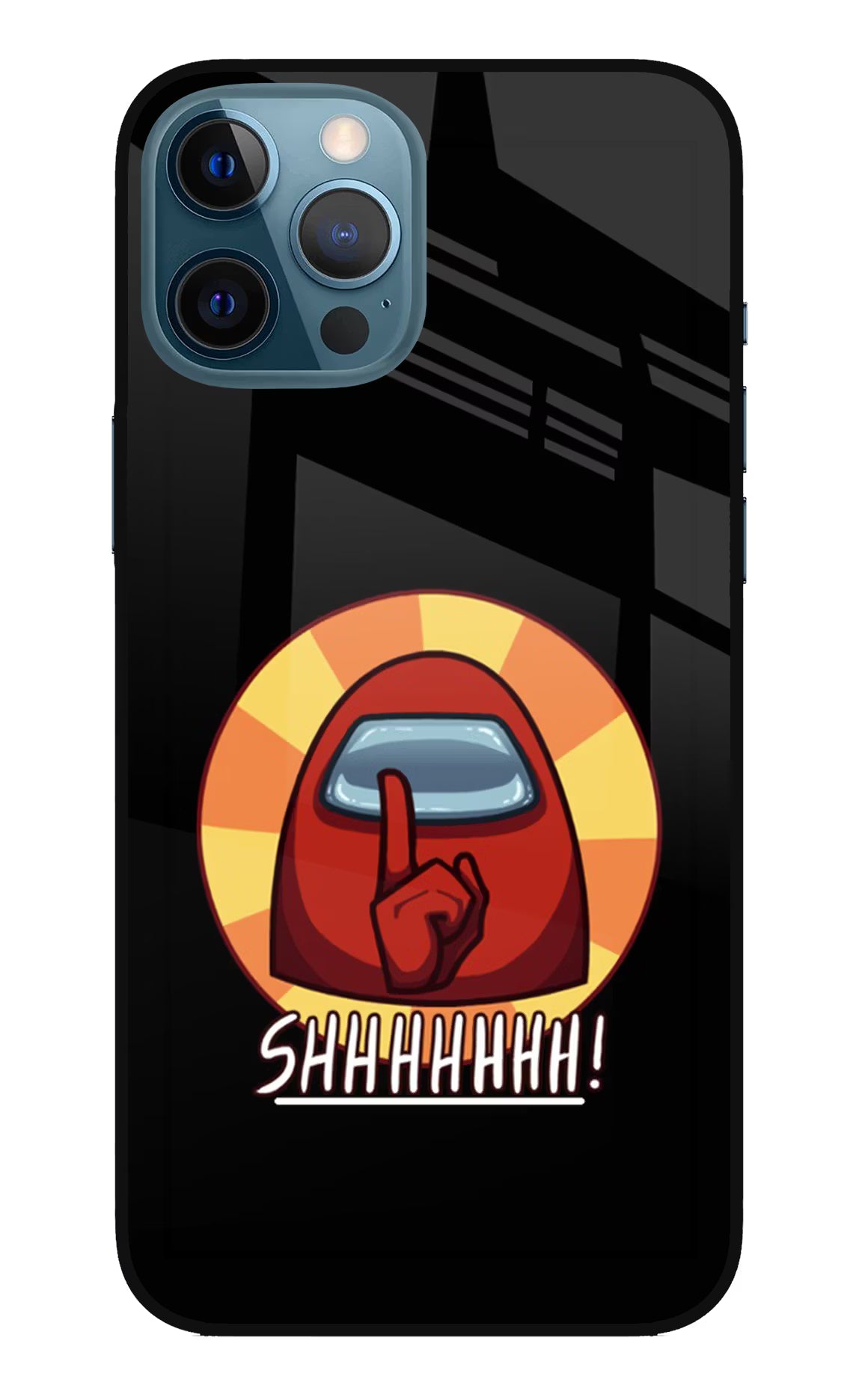Among Us Shhh! iPhone 12 Pro Max Glass Case Back Cover by Casekaro