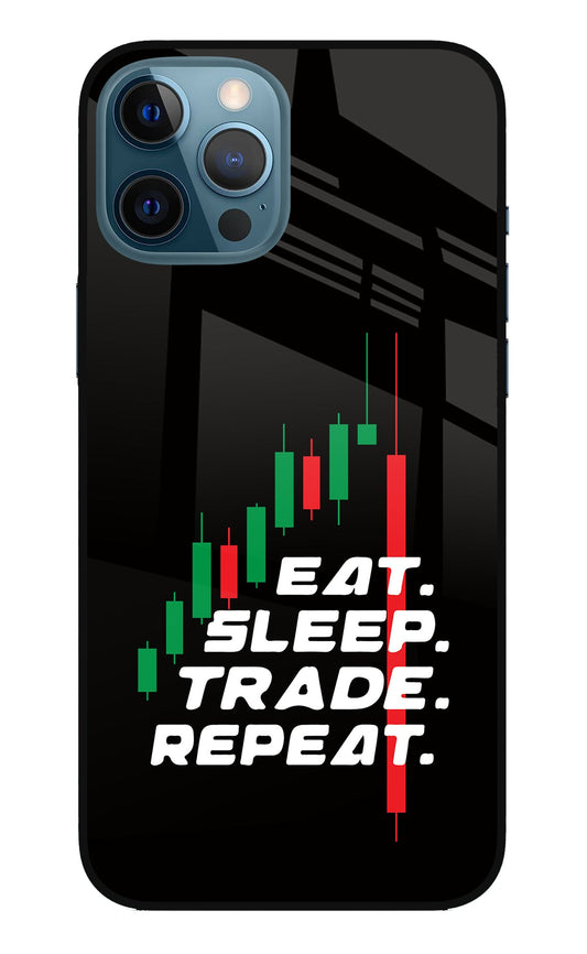 Eat Sleep Trade Repeat iPhone 12 Pro Max Glass Case