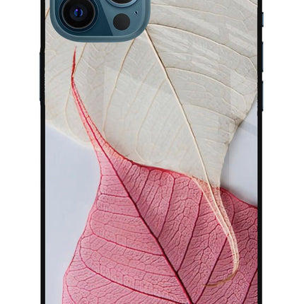White Pink Leaf iPhone 12 Pro Max Glass Case