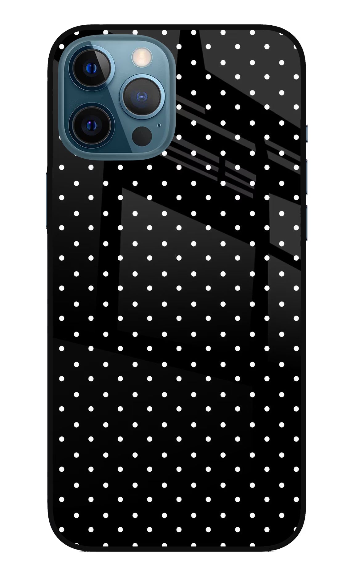 White Dots iPhone 12 Pro Max Glass Case Back Cover by Casekaro