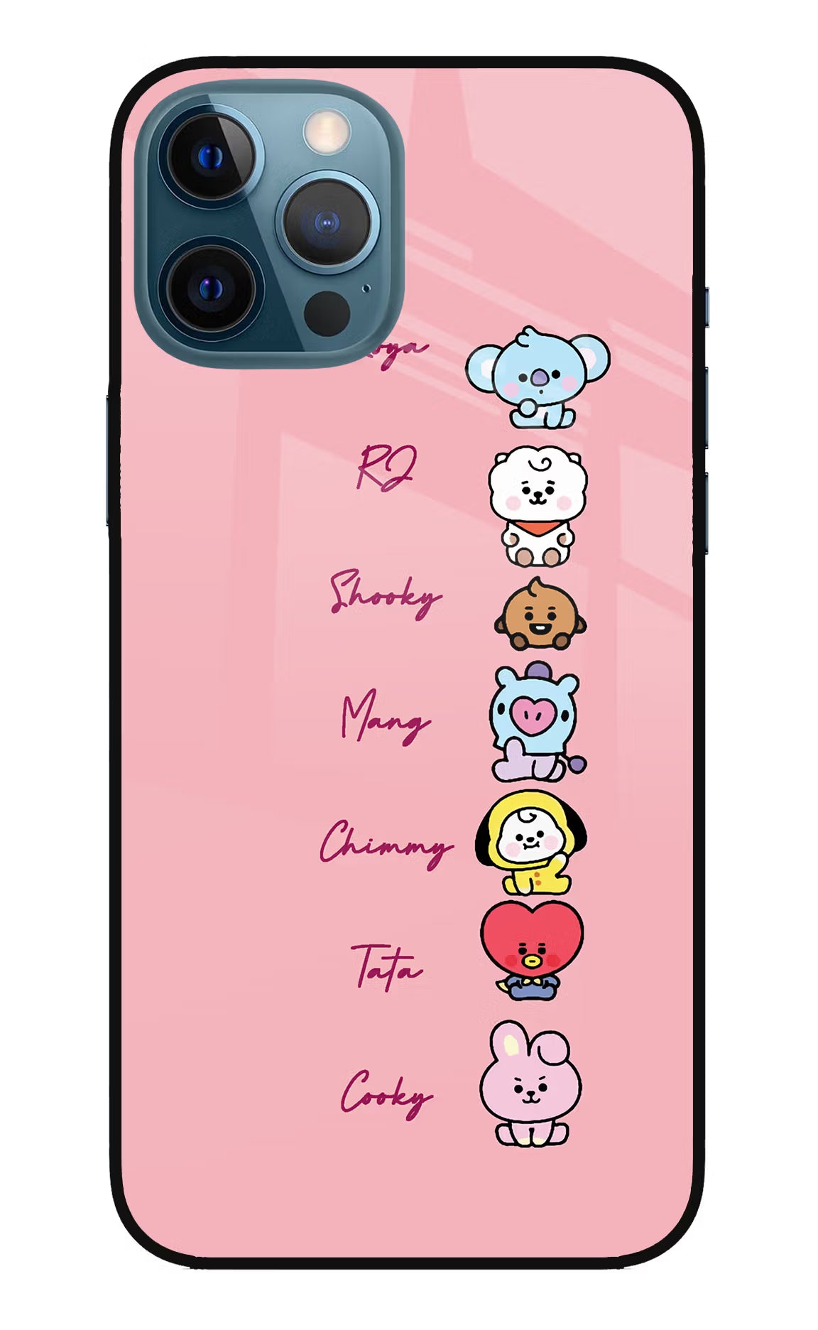BTS names iPhone 12 Pro Max Glass Case Back Cover by Casekaro