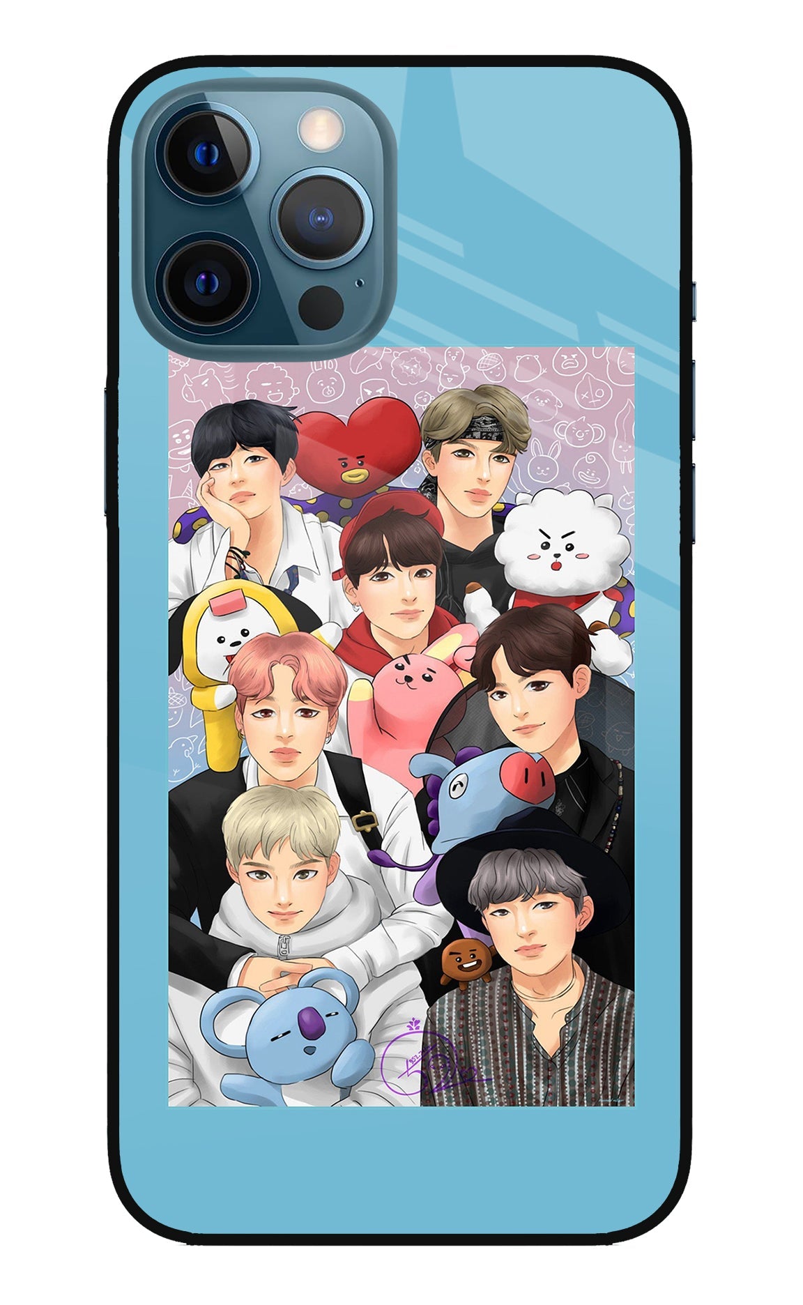 BTS with animals iPhone 12 Pro Max Glass Case