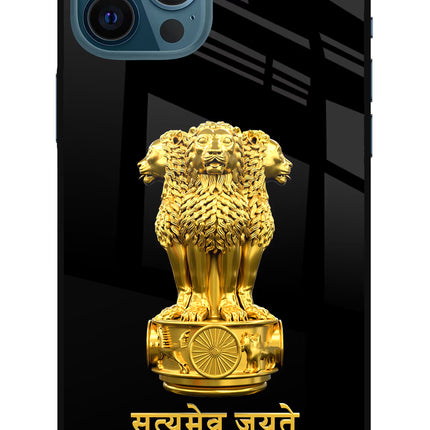 Satyamev Jayate Golden iPhone 12 Pro Max Glass Case