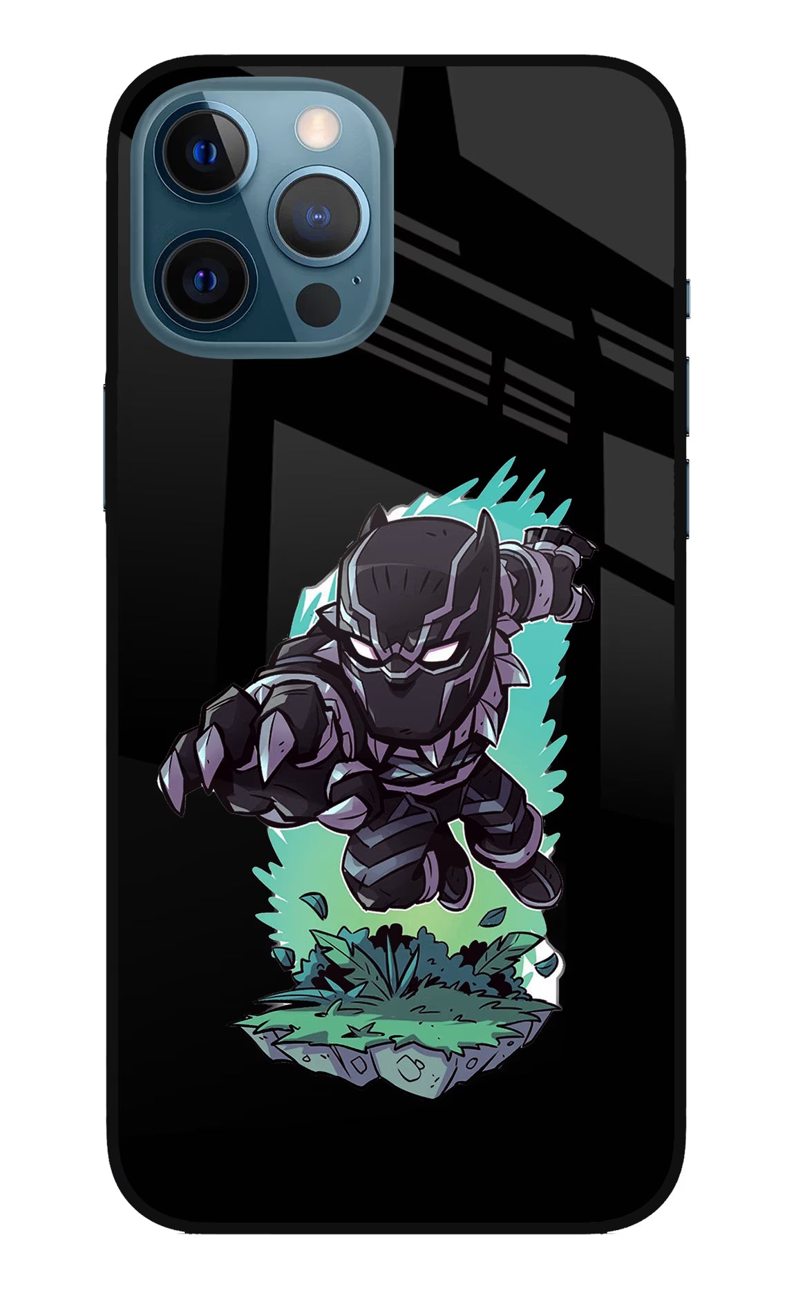 Black Panther iPhone 12 Pro Max Glass Case Back Cover by Casekaro