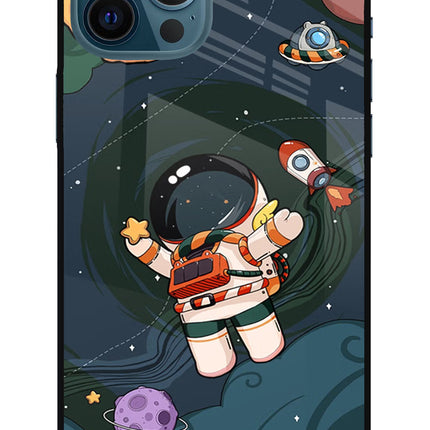 Cartoon Astronaut iPhone 12 Pro Max Glass Case