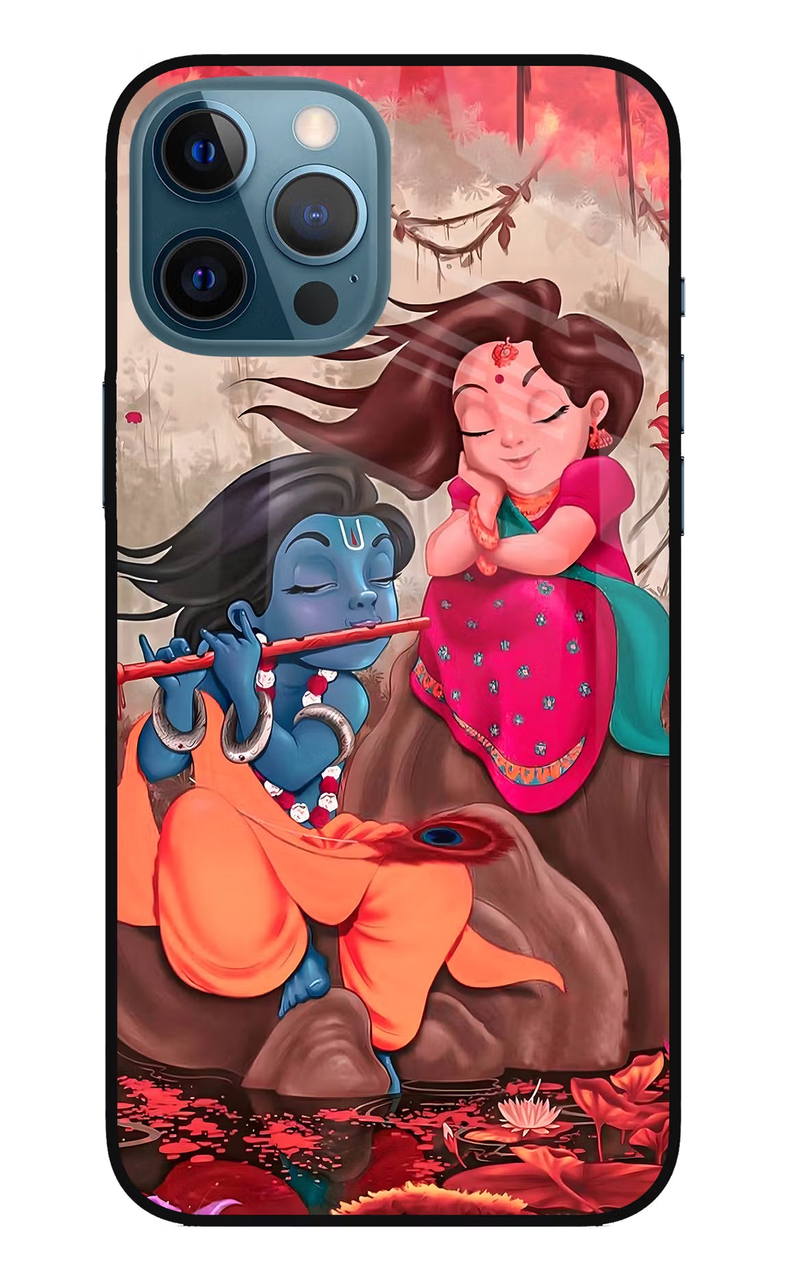 Radhe Krishna iPhone 12 Pro Max Glass Case Back Cover by Casekaro