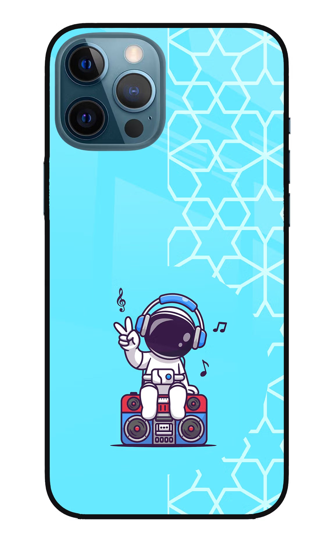 Cute Astronaut Chilling iPhone 12 Pro Max Glass Case Back Cover by Casekaro
