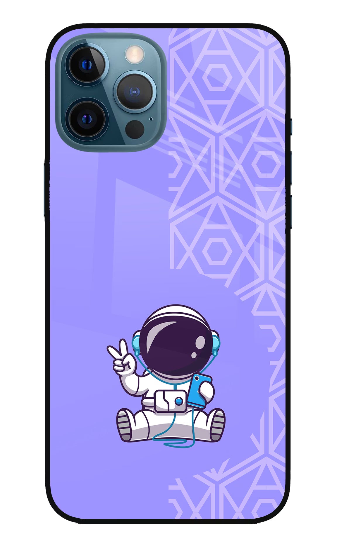 Cute Astronaut Chilling iPhone 12 Pro Max Glass Case Back Cover by Casekaro