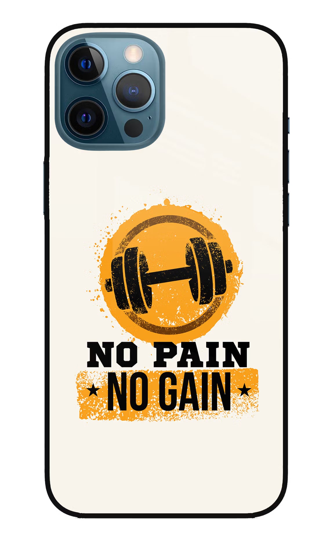 No Pain No Gain iPhone 12 Pro Max Glass Case Back Cover by Casekaro