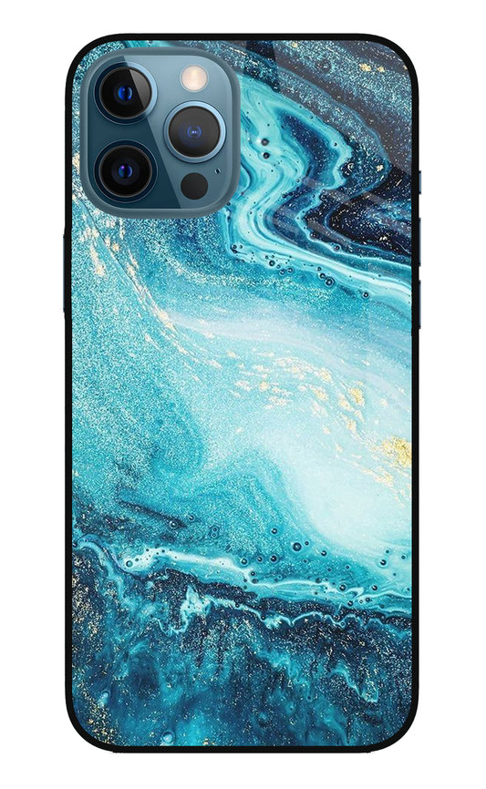 Blue Glitter Marble iPhone 12 Pro Max Glass Case