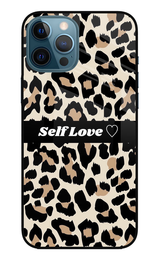 Leopard Print Self Love iPhone 12 Pro Max Glass Case