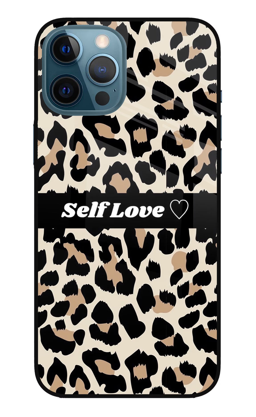 Leopard Print Self Love iPhone 12 Pro Max Back Cover, Metal case