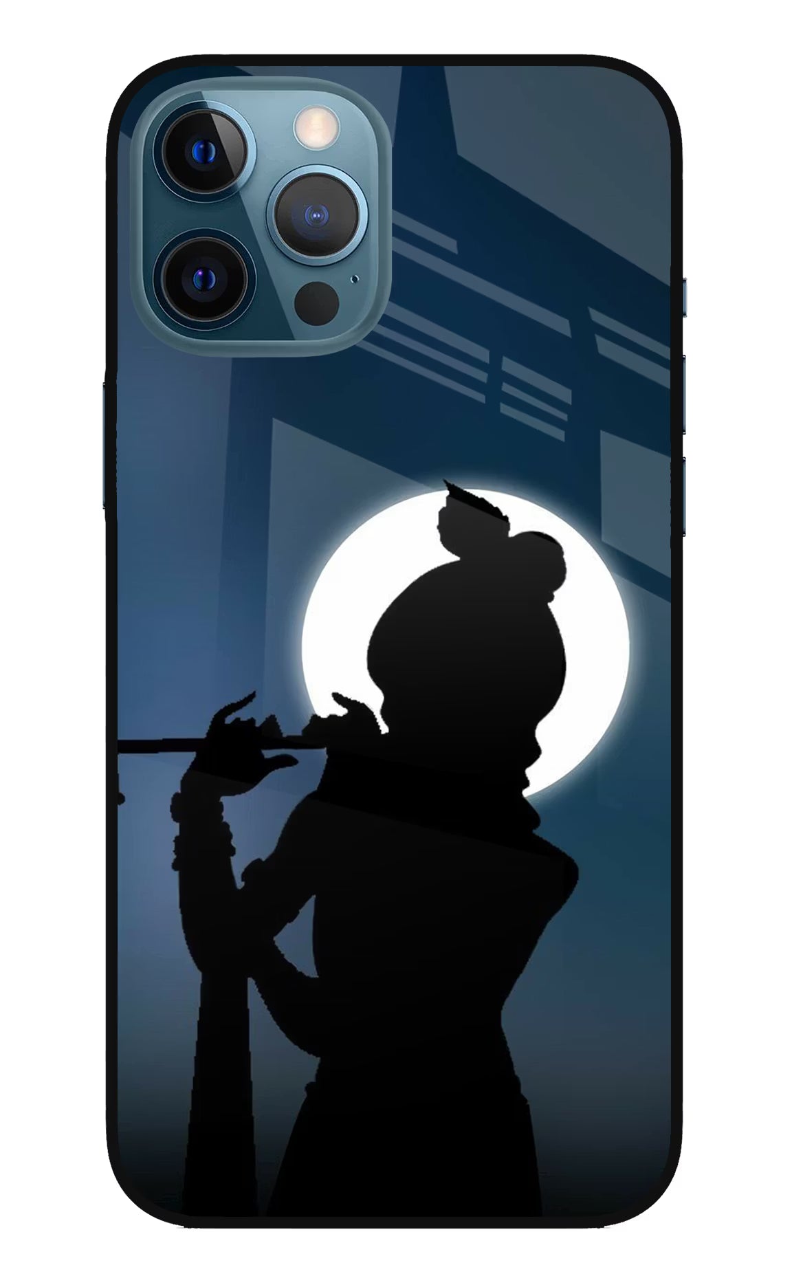 Shri Krishna Silhouette iPhone 12 Pro Max Glass Case Back Cover by Casekaro
